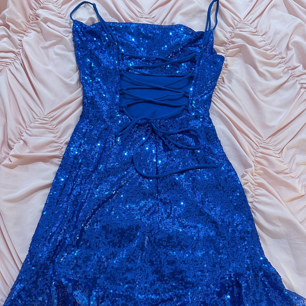 Kailani Sequin Cowl Neck Dress in Blue
LUCY IN THE SKY
